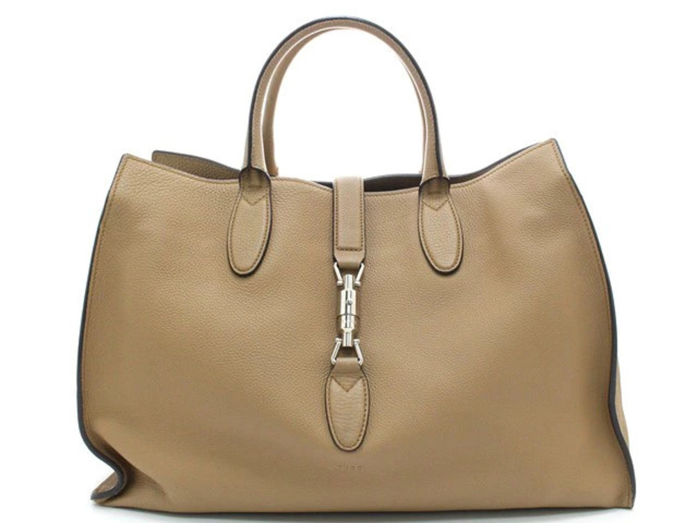 Gucci Jackie Tote Bag Beige Cream Leather